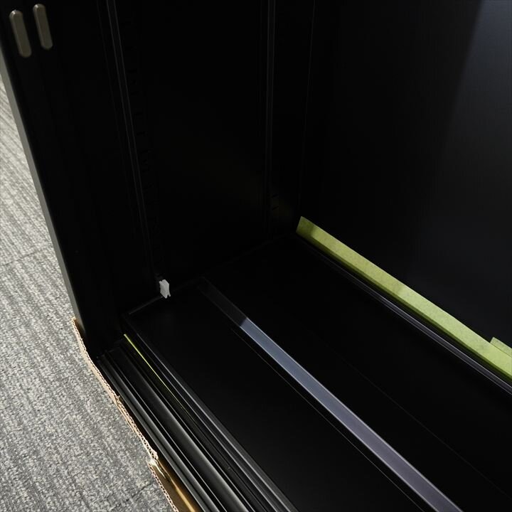 ホウコク工業 ガラス引戸書庫 ブラック W1200 D400 H880