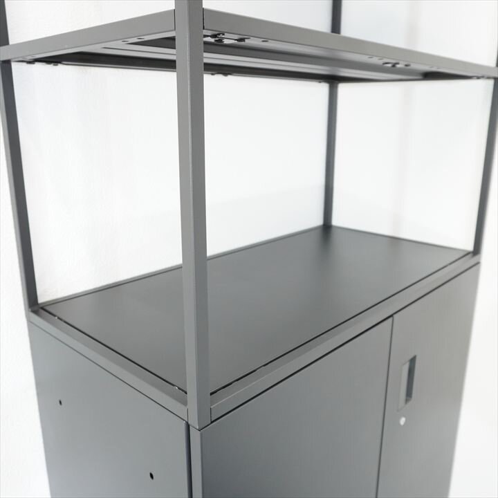 イトーキ エス 両開き書庫+ ノットワーク システム収納上フレーム H2100 ブラック 特価品