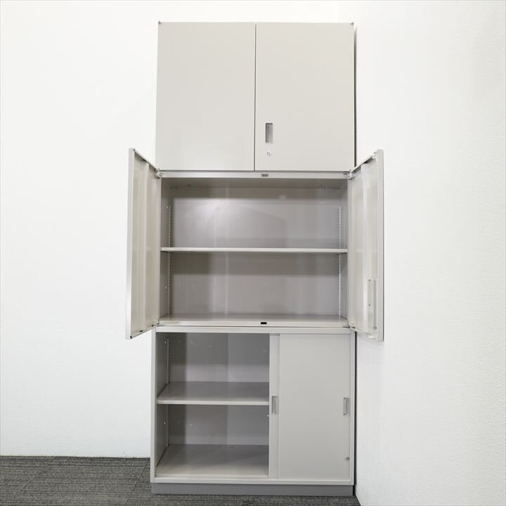 イトーキ シンライン ３枚引戸+両開き+両開き書庫 0945 H2140  WE色