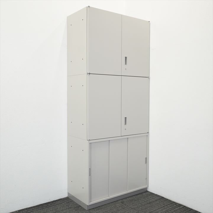 イトーキ シンライン ３枚引戸+両開き+両開き書庫 0945 H2140  WE色