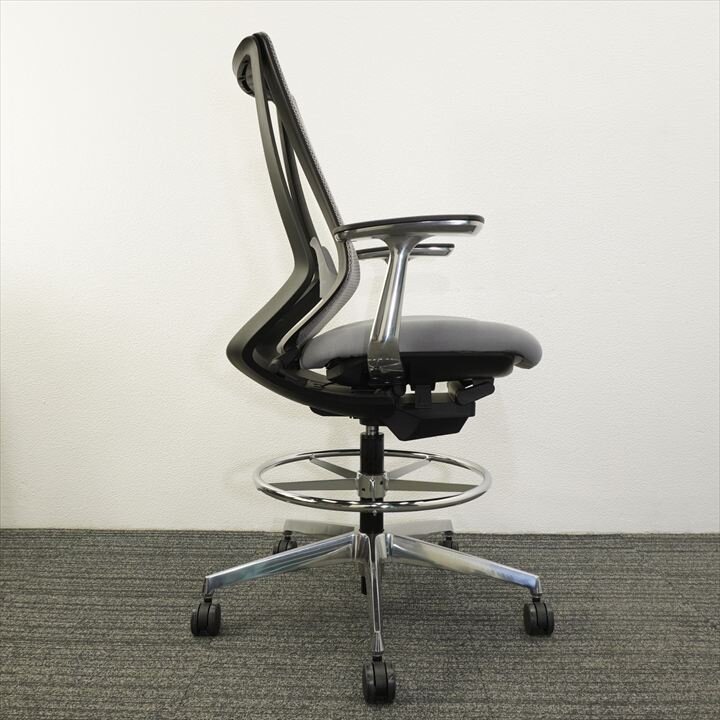 コクヨ デュオラ ハイチェアー 固定肘 ハイバック ランバー付 グレー