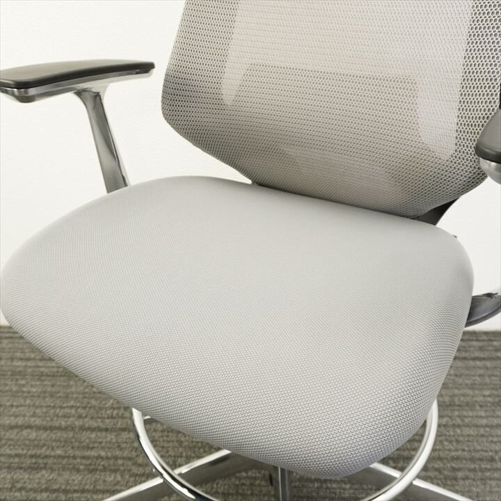 コクヨ デュオラ ハイチェアー 固定肘 ハイバック ランバー付 グレー