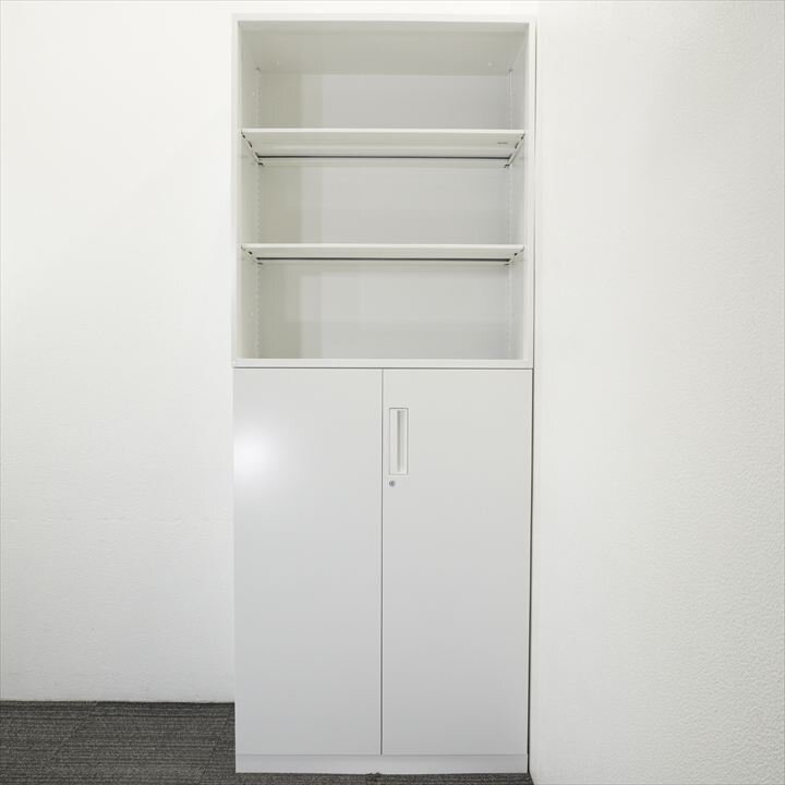 コクヨ エディア 両開き+オープン書庫 W900 D500 H2300 ホワイト