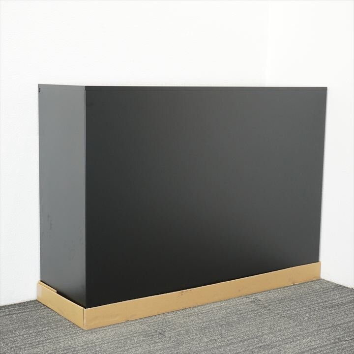 ホウコク工業 ガラス引戸書庫 ブラック W1200 D400 H880