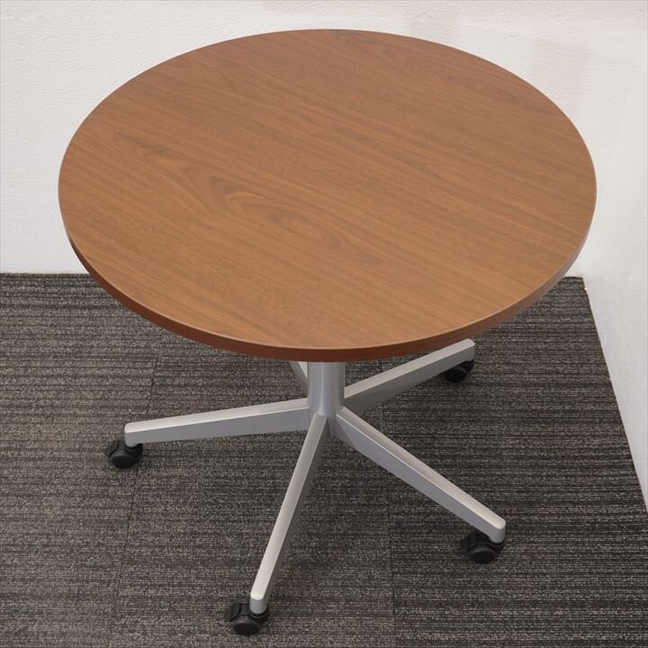 スチールケース 丸テーブル Φ800 H740 木目