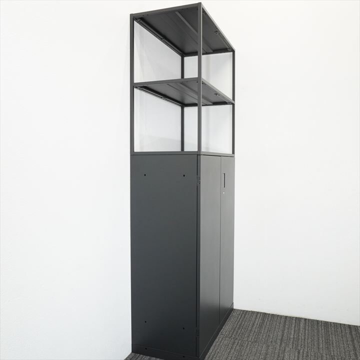 イトーキ エス 両開き書庫+ ノットワーク システム収納上フレーム H2100 ブラック 特価品