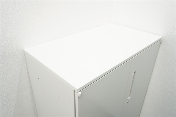 ウチダ ハイパーストレージ 両開き書庫 ダブルベース 天板付 W800 D450 H1120 ホワイト