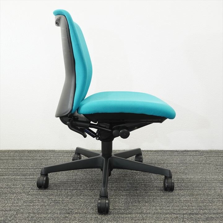 オカムラ スラート 肘無し ブルーグリーン ブラックシェル