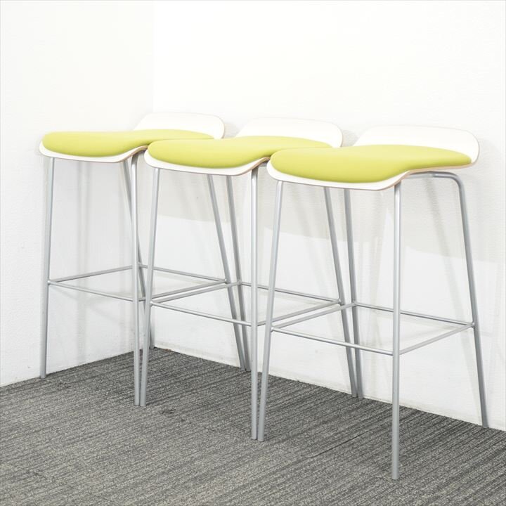 イトーキ アンビア ハイチェア 3脚セット モスグリーン