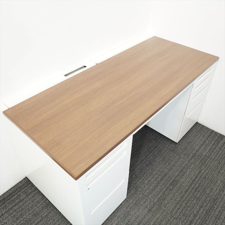 オカムラ アドバンス 両袖机 157 3×4段 H720 木目 特価品（2）