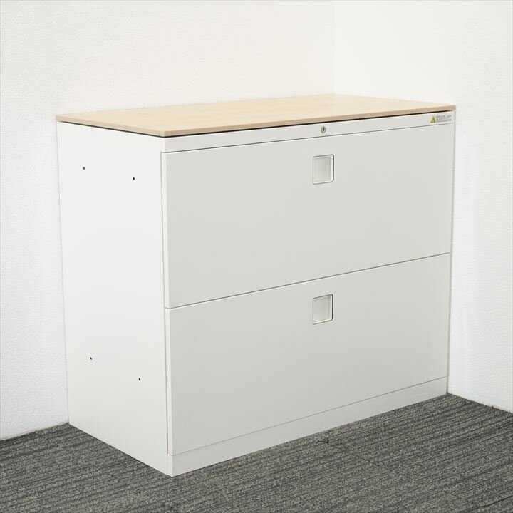 オカムラ レクトライン 2段ラテラル書庫 天板付 H775 ZA75色