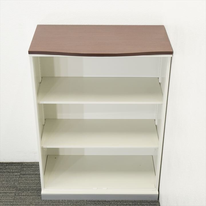 プラス XF オープン書庫 マホガニー天板付 W800 D400 H1120 ホワイト