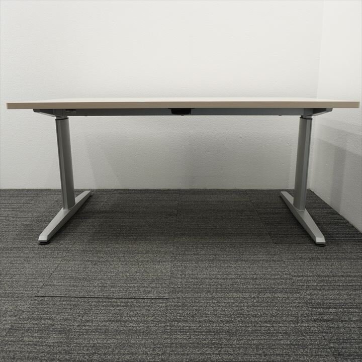 オカムラ リフティオ 手動昇降テーブル 木目 W1600 D900 H700-1000