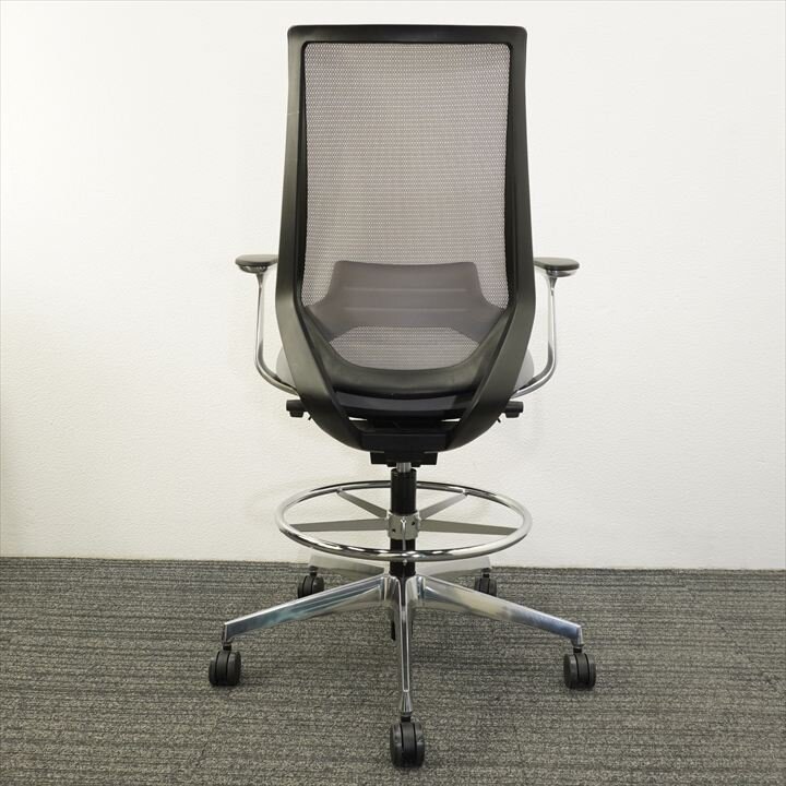 コクヨ デュオラ ハイチェアー 固定肘 ハイバック ランバー付 グレー