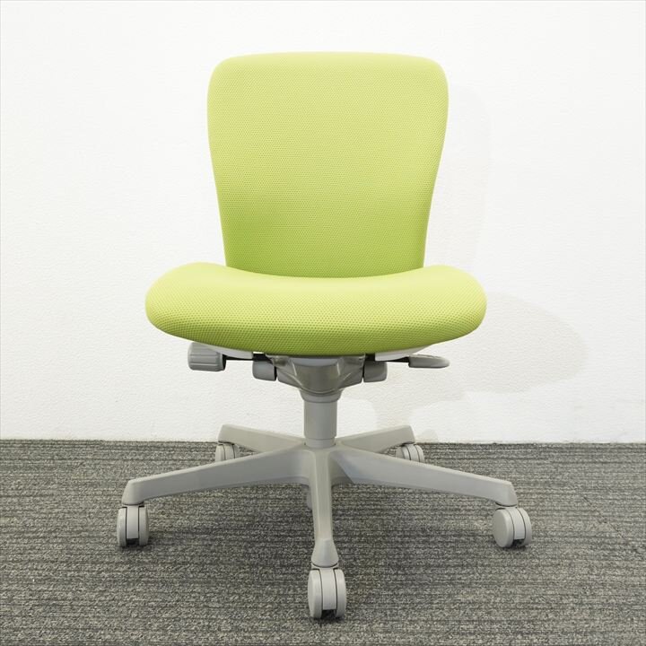 オカムラ スラート 肘無し ライトグリーン ホワイトシェル