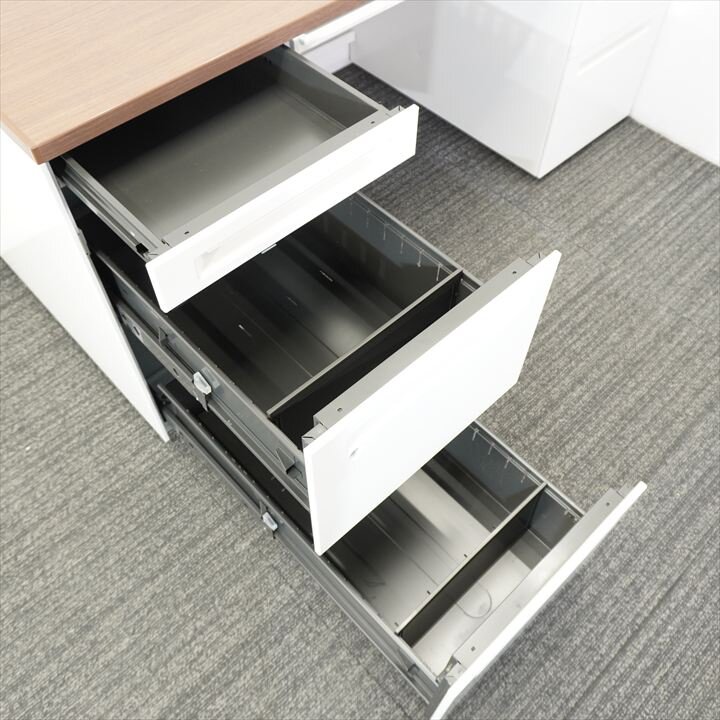 オカムラ アドバンス 両袖机 157 3×4段 H720 木目 特価品（2）