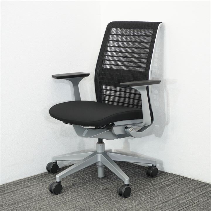 スチールケース ニューシンク 肘付 ブラック