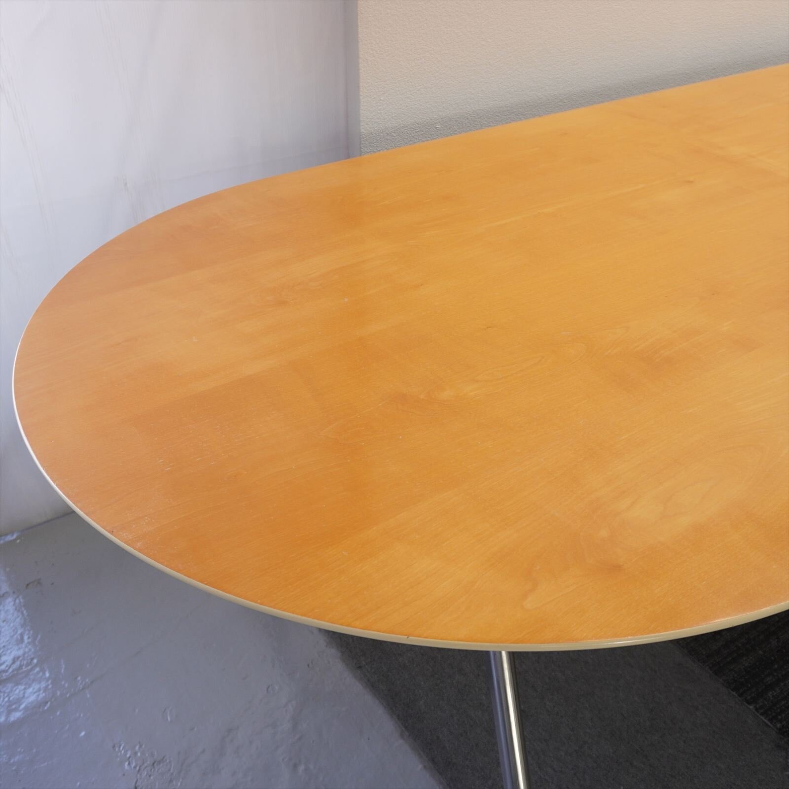 フロッシャー ドイツ製 楕円型ミーティングテーブル W4300 D1100 H720 木目