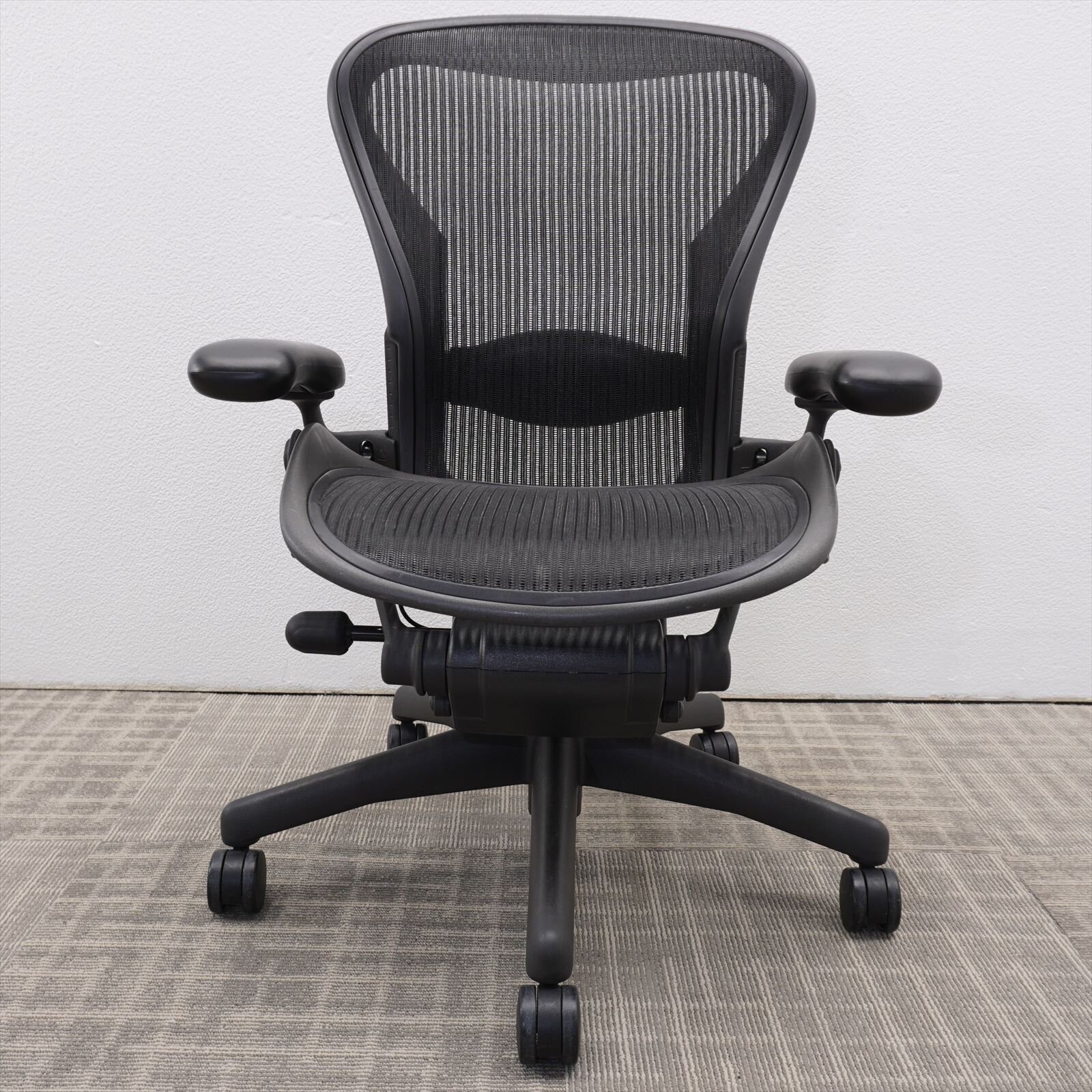 ハーマンミラー アーロンチェア 可動肘 ランバーサポート フル装備 Bサイズ グラファイト 特価品 (1)