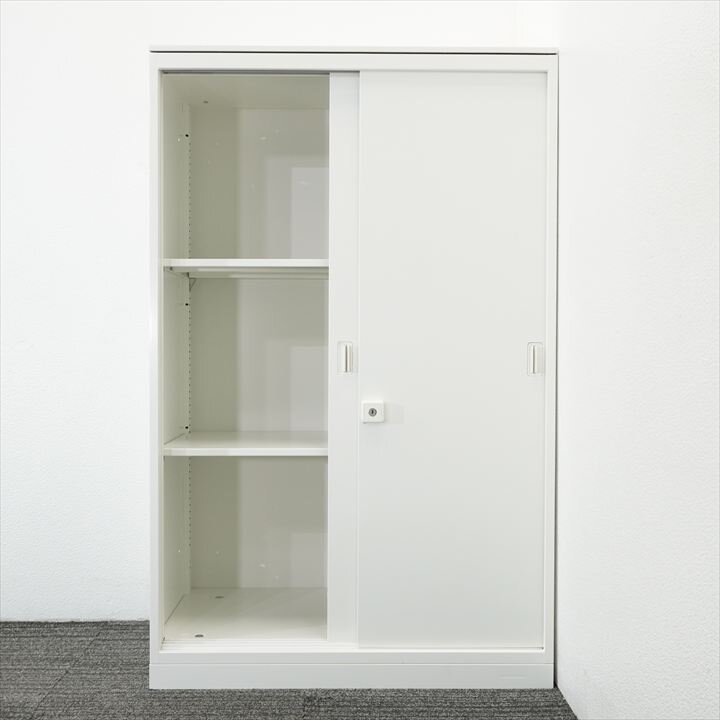 オカムラ レクトライン ２枚引戸書庫 天板付 W800 D450 H1265