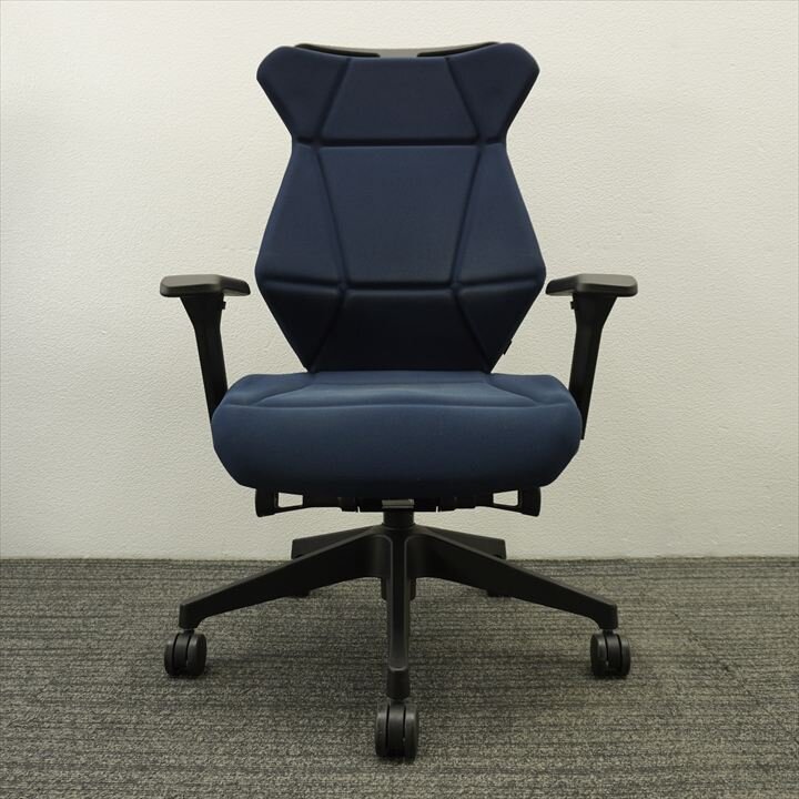 イトーキ フリップフラップ 可動肘 ハイバック ハンガー付 ネイビーブルー 特価品