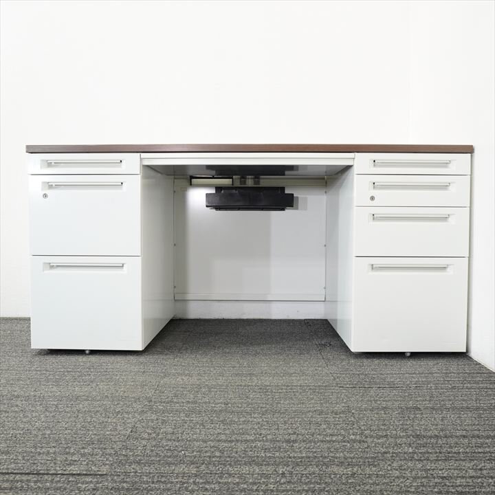 オカムラ アドバンス 両袖机 157 3×4段 H720 木目 特価品（2）