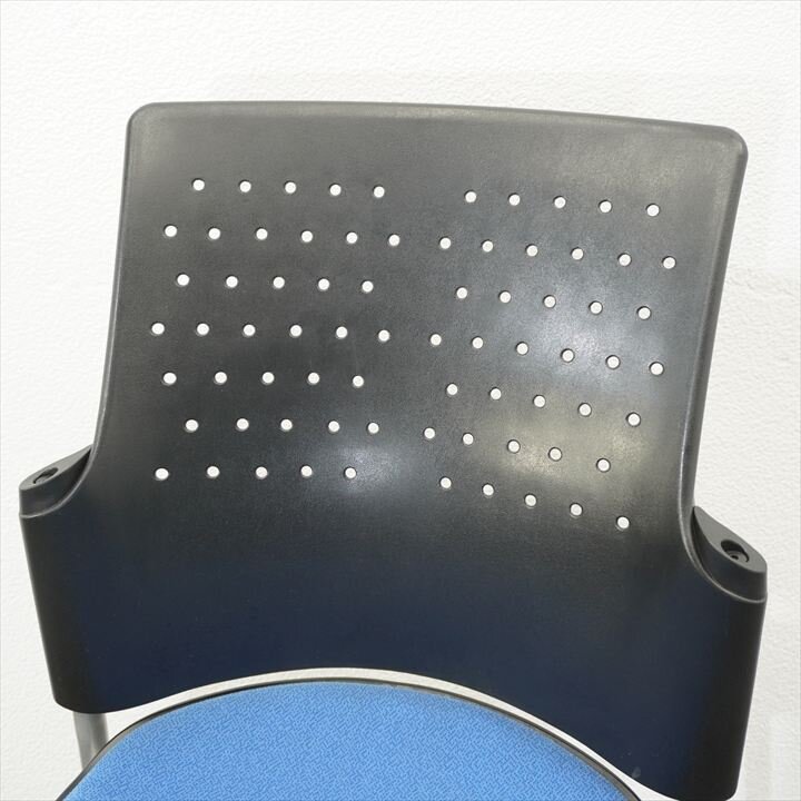 プラス チェダー ミーティングチェアー ブルー ３脚セット 特価品