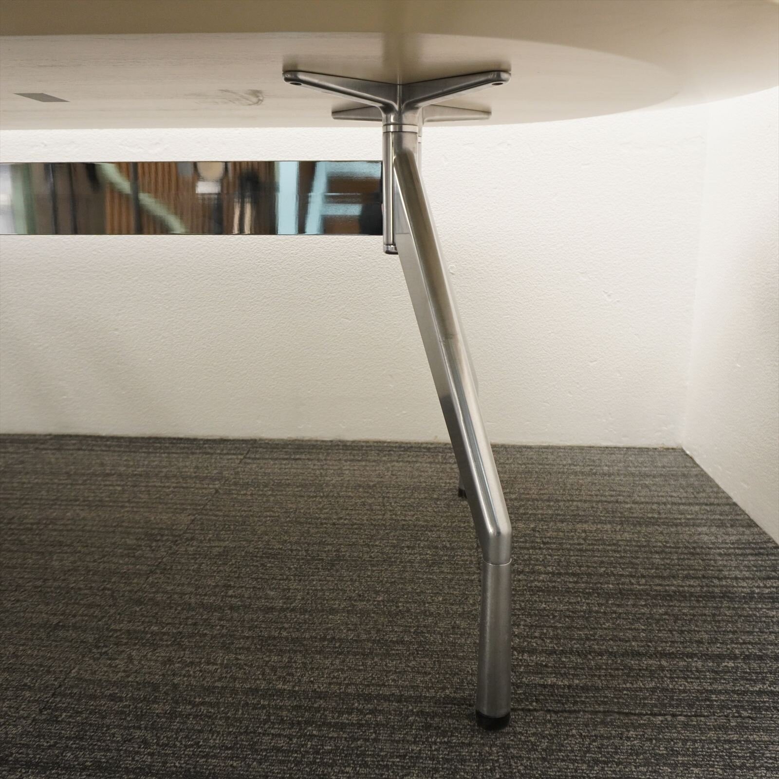 フロッシャー ドイツ製 楕円型ミーティングテーブル W4300 D1100 H720 木目