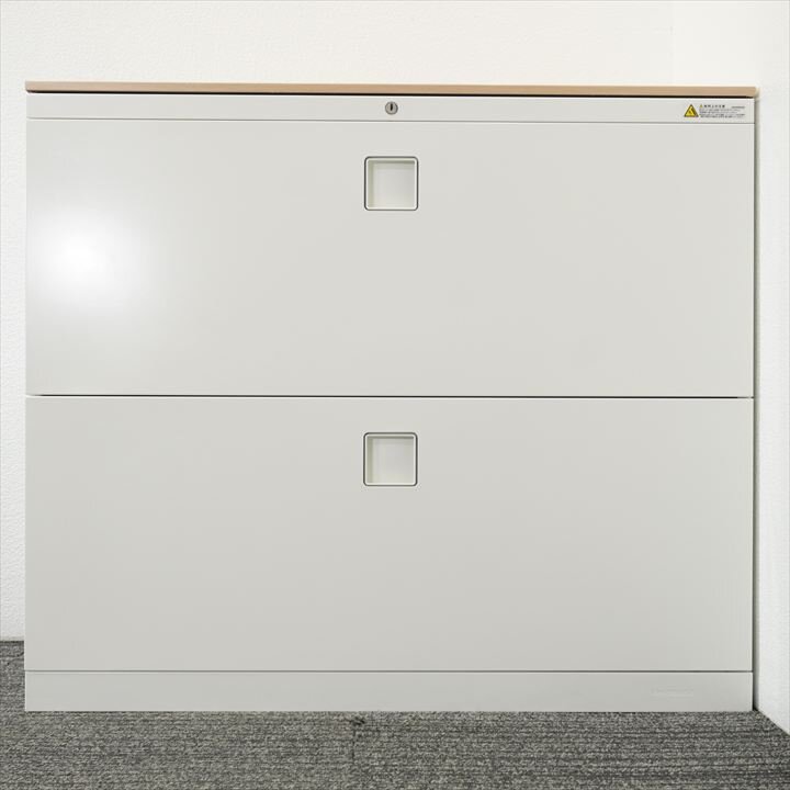 オカムラ レクトライン 2段ラテラル書庫 天板付 H775 ZA75色