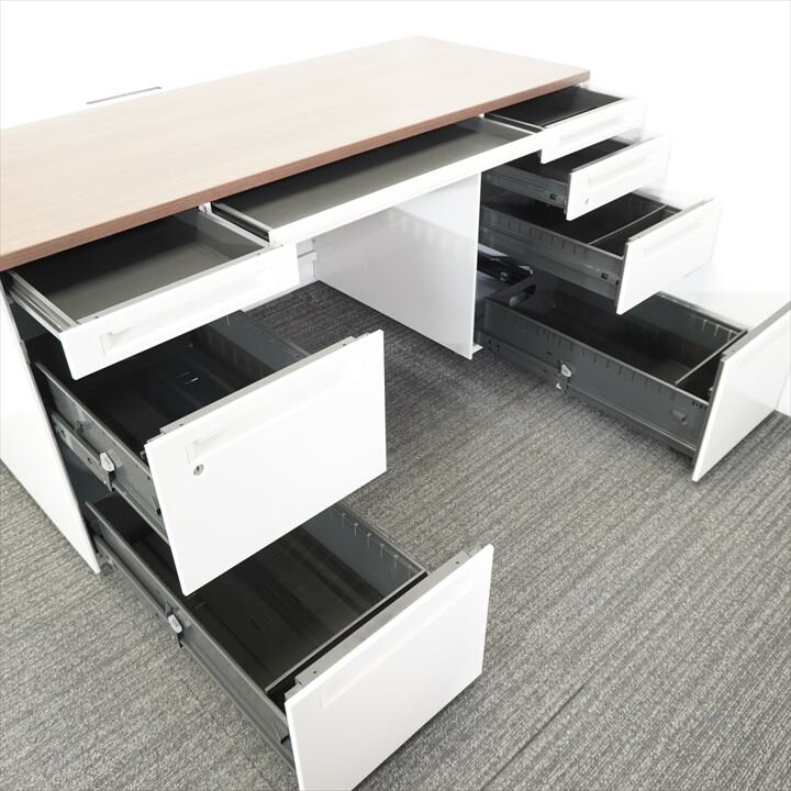 オカムラ アドバンス 両袖机 157 3×4段 H720 木目