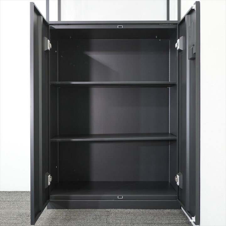 イトーキ エス 両開き書庫+ ノットワーク システム収納上フレーム H2100 ブラック 特価品