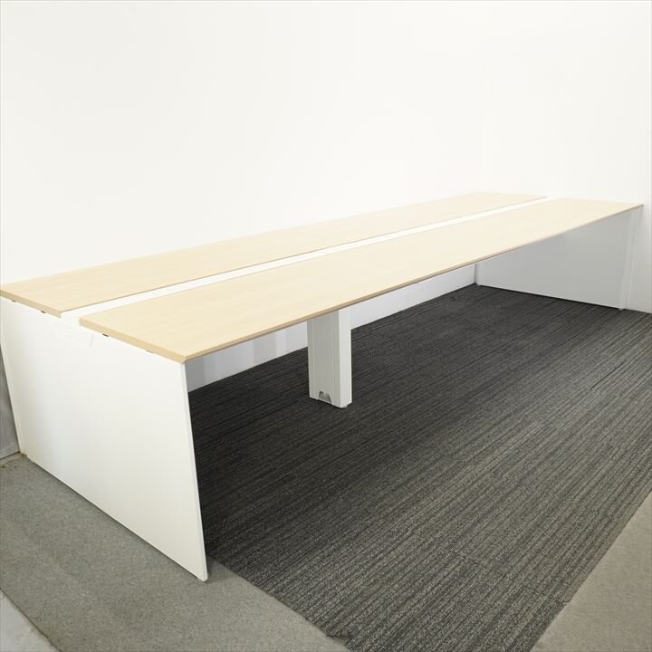 オカムラ プロユニット フリーウェイ フリーアドレス 6012 H720 W2400天板4枚+W1200天板2枚 10席分 ネオウッドライト天板