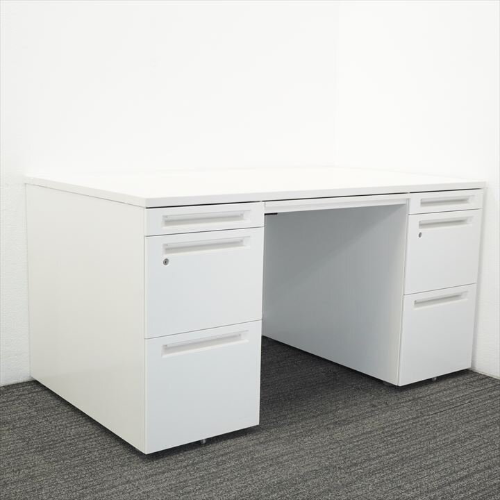 オカムラ アドバンス 両袖机 148 3×3段 H720 ホワイト