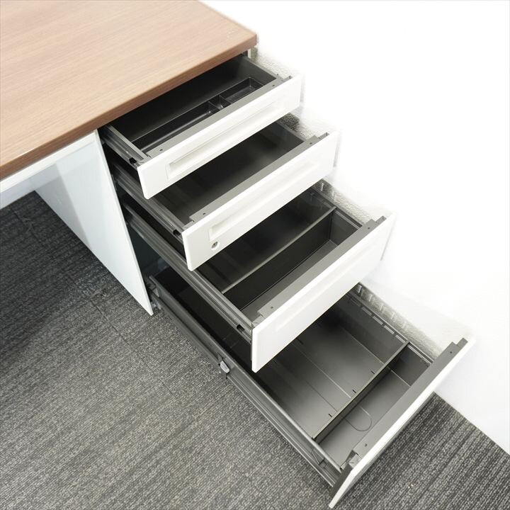 オカムラ アドバンス 両袖机 157 3×4段 H720 木目 特価品（2）