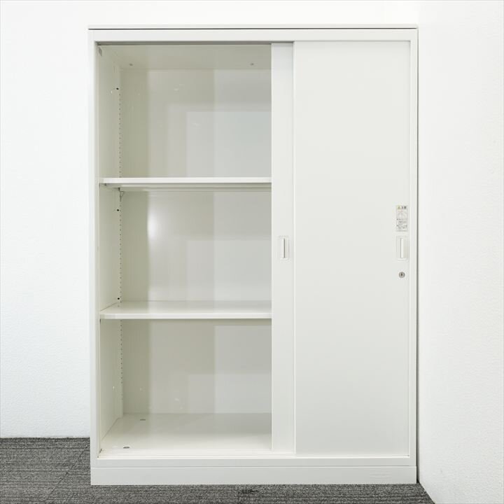 オカムラ レクトライン ３枚引戸書庫 天板付 W900 D450 H1265