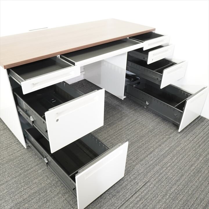 オカムラ アドバンス 両袖机 157 3×4段 H720 木目 特価品（2）