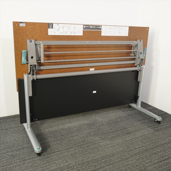 イトーキ HE フラップテーブル 1560 幕板付 網棚付 ファインウォールナットD