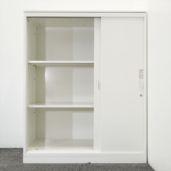 オカムラ レクトライン ３枚引戸書庫 天板付 W900 D450 H1115 特価品