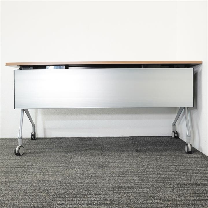 オカムラ インターアクトNT フラップテーブル 1560 幕板付 木目