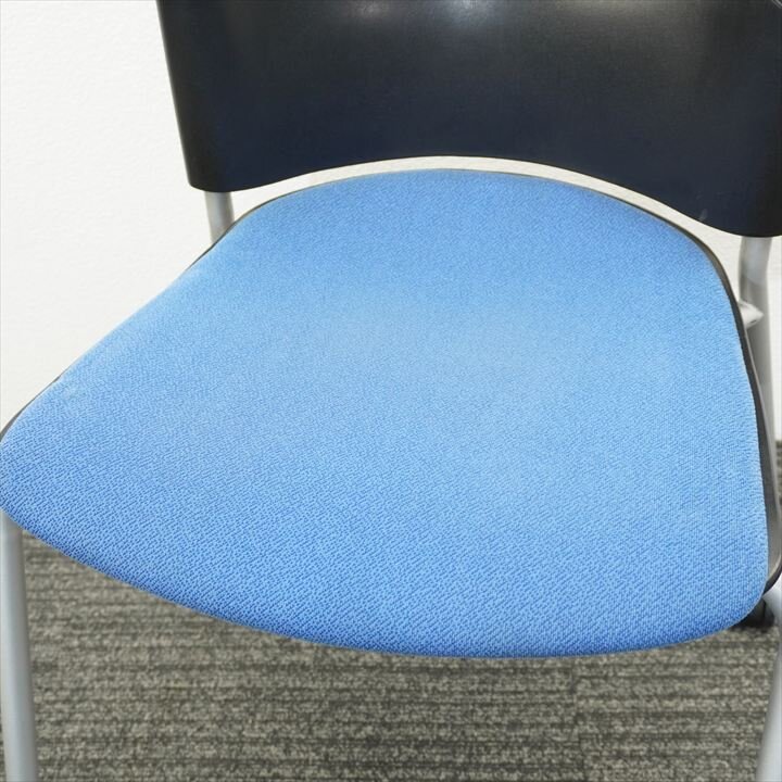 プラス チェダー ミーティングチェアー ブルー ３脚セット 特価品