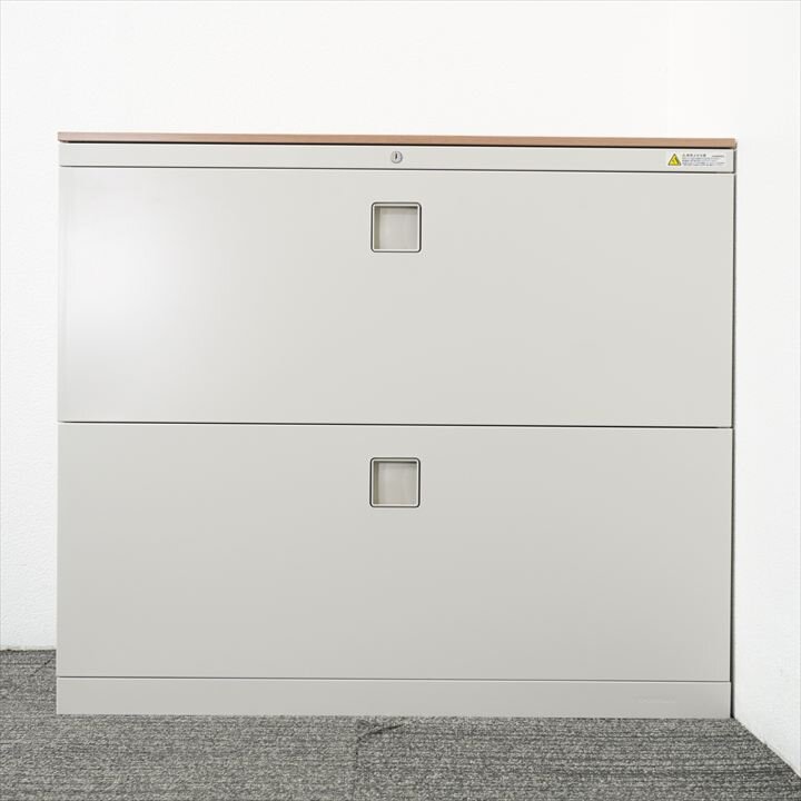 オカムラ レクトライン 2段ラテラル書庫 ネオウッドミディアム天板付 H775 Z13色