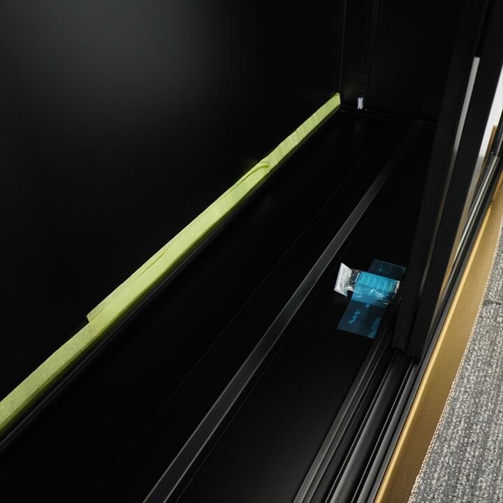 ホウコク工業 ガラス引戸書庫 ブラック W1200 D400 H880