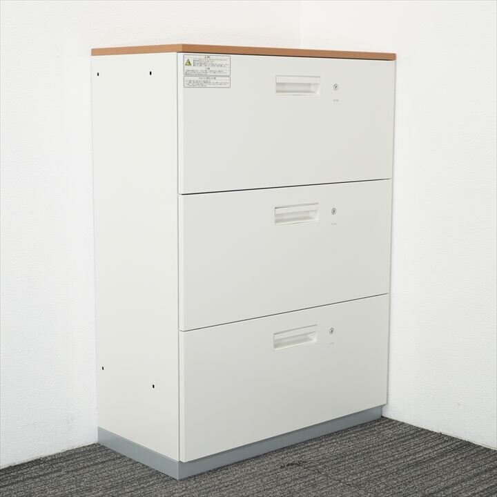 プラス Ｌ６ ３段ラテラル書庫 天板付 W800 D400 H1120