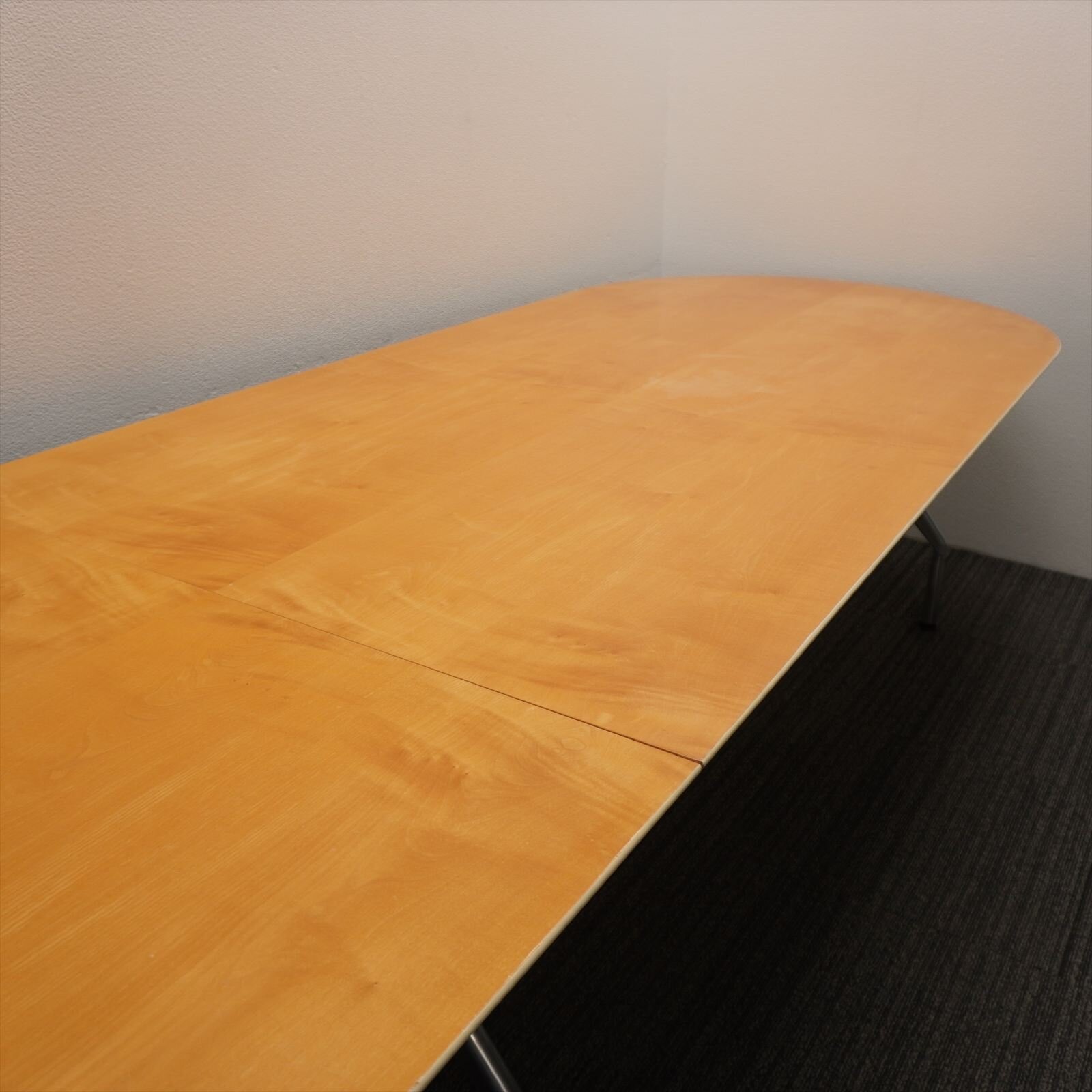 フロッシャー ドイツ製 楕円型ミーティングテーブル W4300 D1100 H720 木目