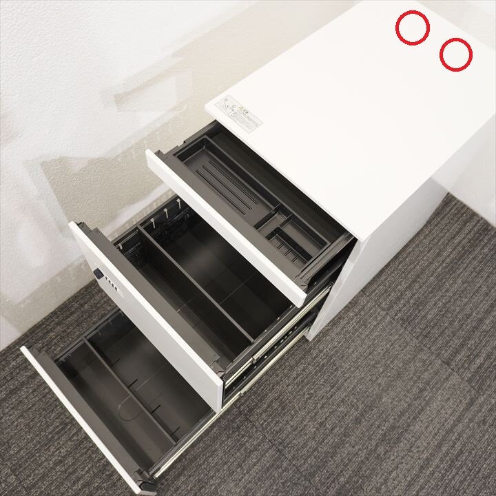 オカムラ プロユニット ダイヤル式3段ワゴン ペントレー サイド取手 H650 ホワイト 特価品