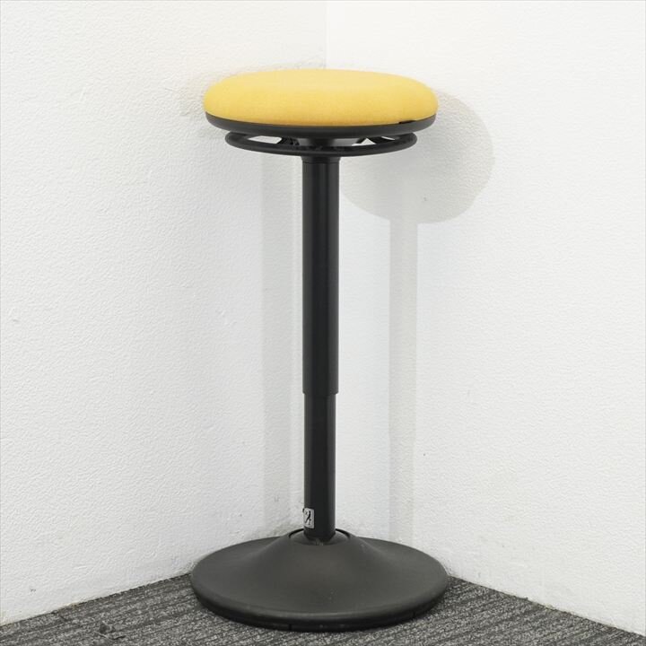 オカムラ ピルエット スイング脚スツール Φ350 H565-815 イエロー