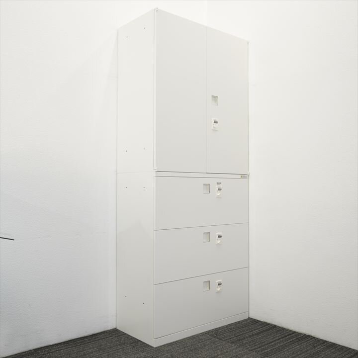 オカムラ レクトライン ダイヤル式セパレートロック3段ラテラル+両開き書庫 個別ロックタイプ H2150 ZA75色