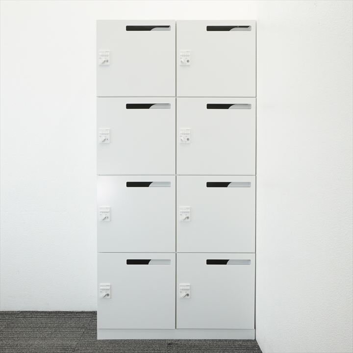 【2019年製】コクヨ エディア ダイヤル式8人用モバイルロッカー 投入口有り H1810 ホワイト