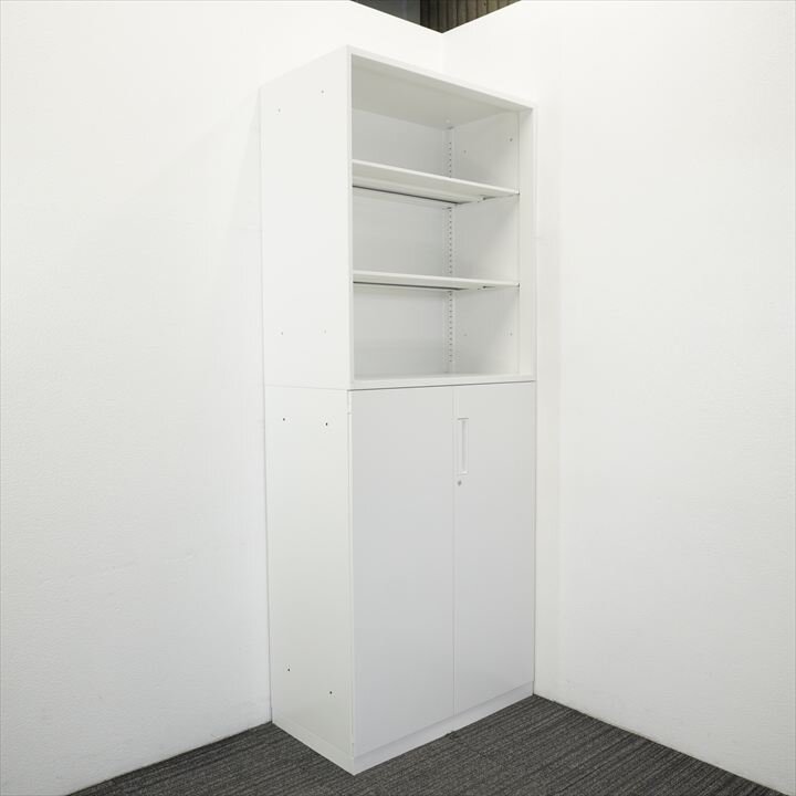 コクヨ エディア 両開き+オープン書庫 W900 D500 H2300 ホワイト